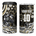 Personalized Collingwood Magpies Football 4 in 1 Can Cooler Tumbler Aboriginal Dot Art - Dreamtime Football Mascot