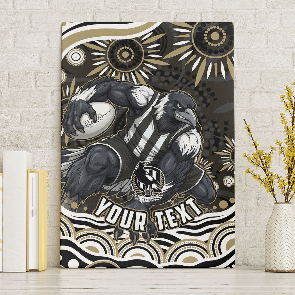 Personalized Collingwood Magpies Football Canvas Wall Art Aboriginal Dot Art - Dreamtime Football Mascot