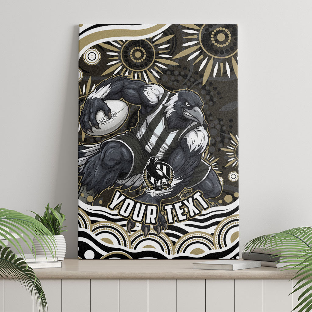 Personalized Collingwood Magpies Football Canvas Wall Art Aboriginal Dot Art - Dreamtime Football Mascot