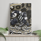 Personalized Collingwood Magpies Football Canvas Wall Art Aboriginal Dot Art - Dreamtime Football Mascot