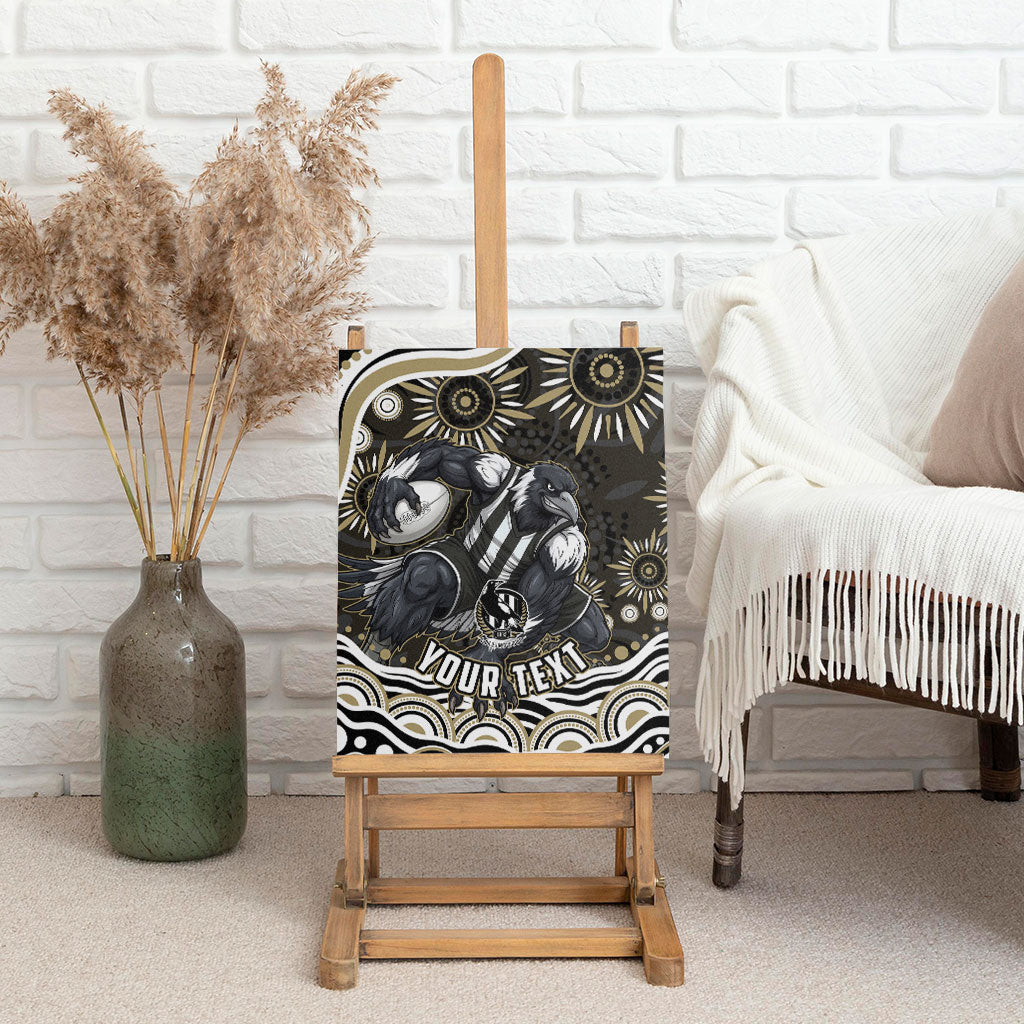 Personalized Collingwood Magpies Football Canvas Wall Art Aboriginal Dot Art - Dreamtime Football Mascot