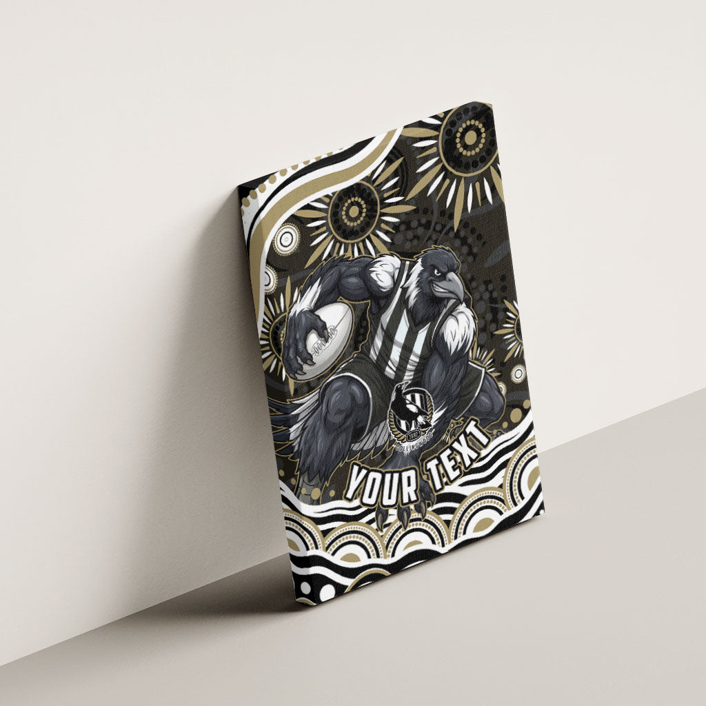 Personalized Collingwood Magpies Football Canvas Wall Art Aboriginal Dot Art - Dreamtime Football Mascot