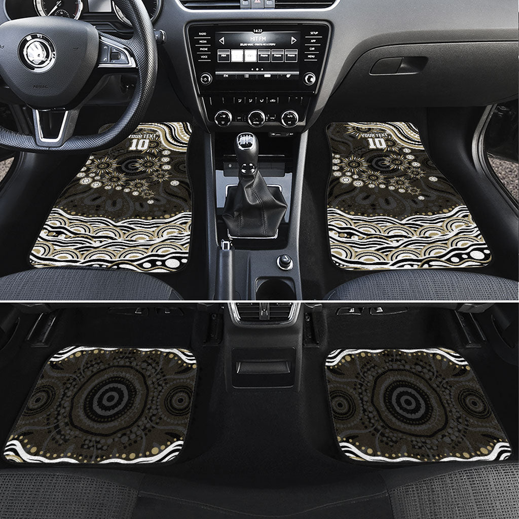 Personalized Collingwood Magpies Football Car Mats Aboriginal Dot Art - Dreamtime Football Mascot