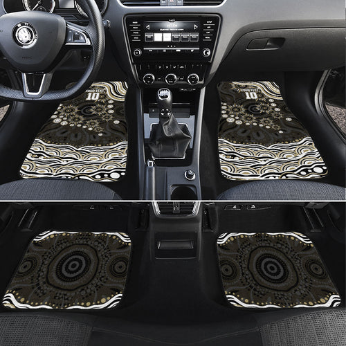 Personalized Collingwood Magpies Football Car Mats Aboriginal Dot Art - Dreamtime Football Mascot