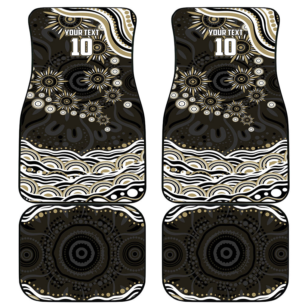 Personalized Collingwood Magpies Football Car Mats Aboriginal Dot Art - Dreamtime Football Mascot