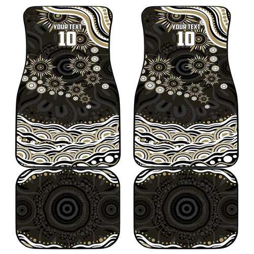 Personalized Collingwood Magpies Football Car Mats Aboriginal Dot Art - Dreamtime Football Mascot