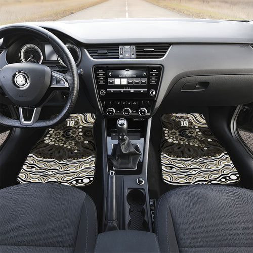 Personalized Collingwood Magpies Football Car Mats Aboriginal Dot Art - Dreamtime Football Mascot