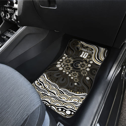 Personalized Collingwood Magpies Football Car Mats Aboriginal Dot Art - Dreamtime Football Mascot
