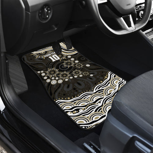 Personalized Collingwood Magpies Football Car Mats Aboriginal Dot Art - Dreamtime Football Mascot