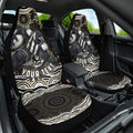 Personalized Collingwood Magpies Football Car Seat Cover Aboriginal Dot Art - Dreamtime Football Mascot