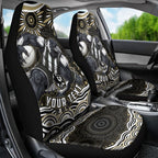 Personalized Collingwood Magpies Football Car Seat Cover Aboriginal Dot Art - Dreamtime Football Mascot