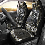 Personalized Collingwood Magpies Football Car Seat Cover Aboriginal Dot Art - Dreamtime Football Mascot