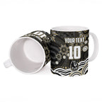Personalized Collingwood Magpies Football Ceramic Mug Aboriginal Dot Art - Dreamtime Football Mascot