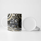 Personalized Collingwood Magpies Football Ceramic Mug Aboriginal Dot Art - Dreamtime Football Mascot