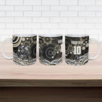 Personalized Collingwood Magpies Football Ceramic Mug Aboriginal Dot Art - Dreamtime Football Mascot