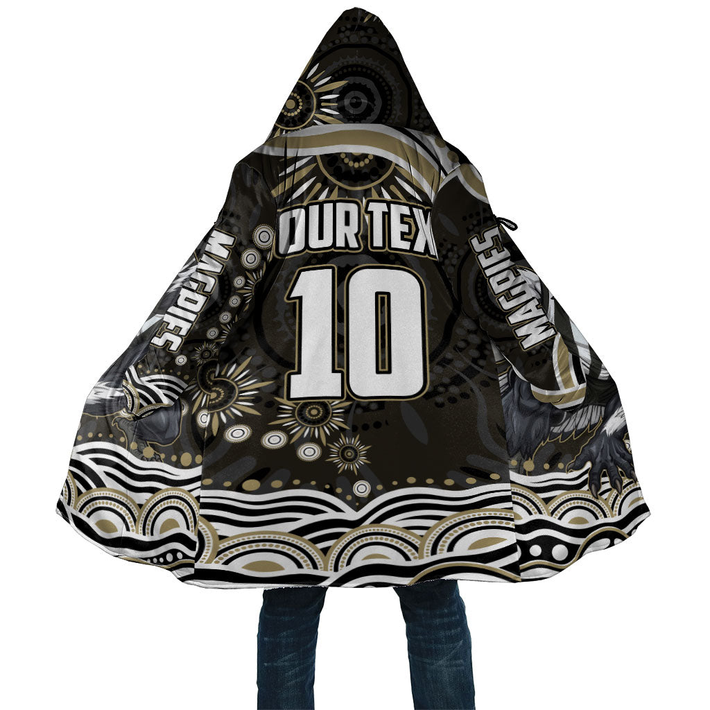 Personalized Collingwood Magpies Football Cloak Aboriginal Dot Art - Dreamtime Football Mascot