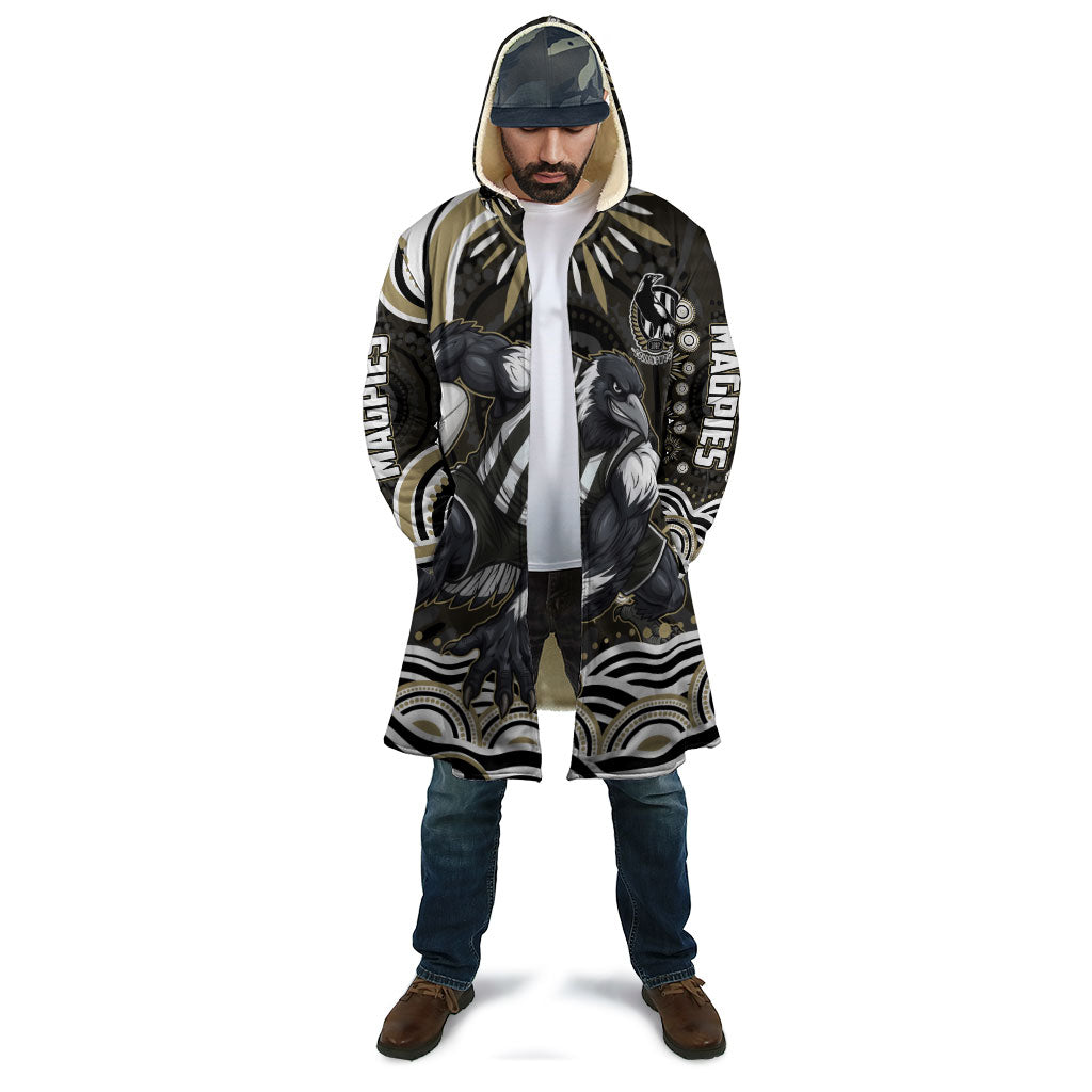 Personalized Collingwood Magpies Football Cloak Aboriginal Dot Art - Dreamtime Football Mascot