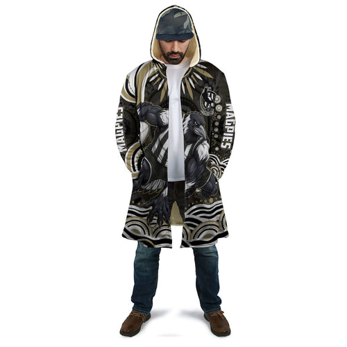 Personalized Collingwood Magpies Football Cloak Aboriginal Dot Art - Dreamtime Football Mascot