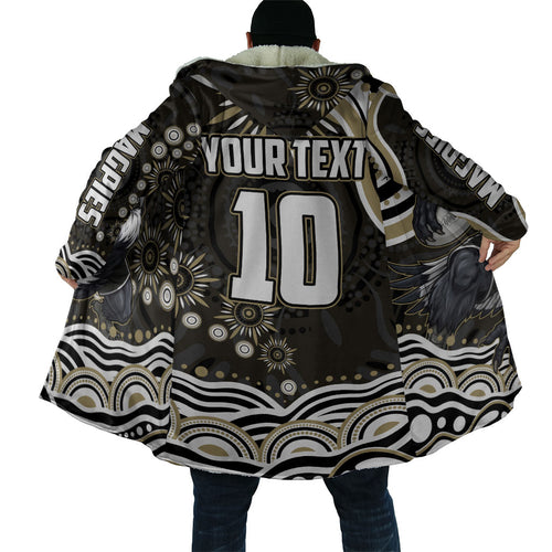 Personalized Collingwood Magpies Football Cloak Aboriginal Dot Art - Dreamtime Football Mascot