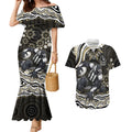 Personalized Collingwood Magpies Football Couples Matching Mermaid Dress and Hawaiian Shirt Aboriginal Dot Art - Dreamtime Football Mascot