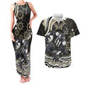 Personalized Collingwood Magpies Football Couples Matching Tank Maxi Dress and Hawaiian Shirt Aboriginal Dot Art - Dreamtime Football Mascot