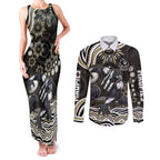 Personalized Collingwood Magpies Football Couples Matching Tank Maxi Dress and Long Sleeve Button Shirt Aboriginal Dot Art - Dreamtime Football Mascot