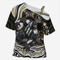 Personalized Collingwood Magpies Football Cross Shoulder Shirt Aboriginal Dot Art - Dreamtime Football Mascot