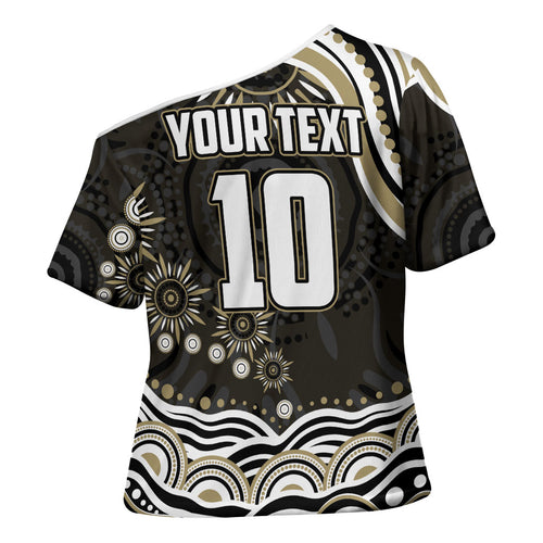 Personalized Collingwood Magpies Football Cross Shoulder Shirt Aboriginal Dot Art - Dreamtime Football Mascot