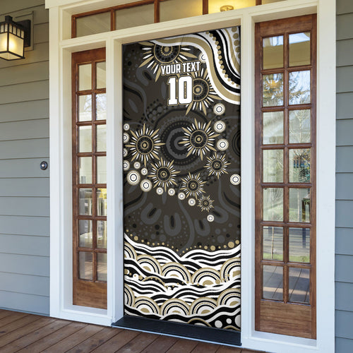 Personalized Collingwood Magpies Football Door Cover Aboriginal Dot Art - Dreamtime Football Mascot