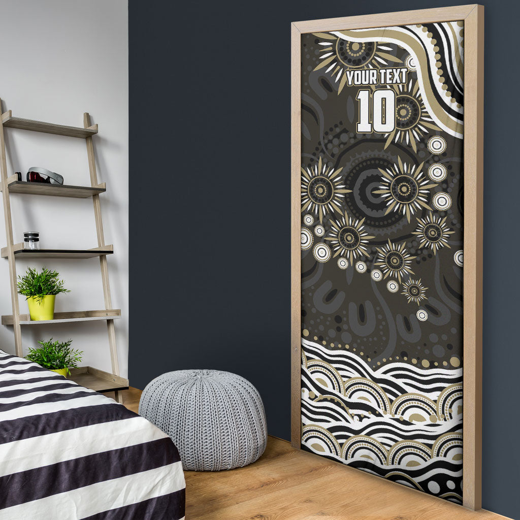 Personalized Collingwood Magpies Football Door Cover Aboriginal Dot Art - Dreamtime Football Mascot