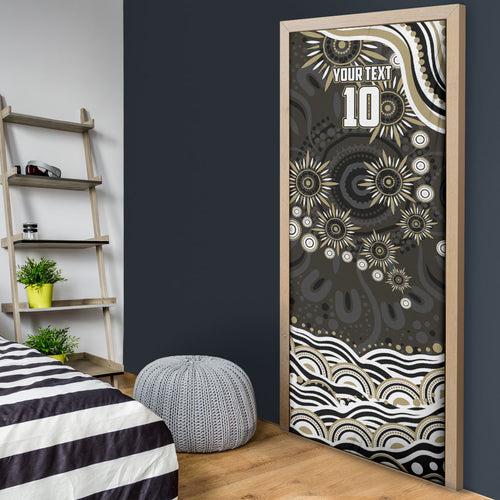 Personalized Collingwood Magpies Football Door Cover Aboriginal Dot Art - Dreamtime Football Mascot