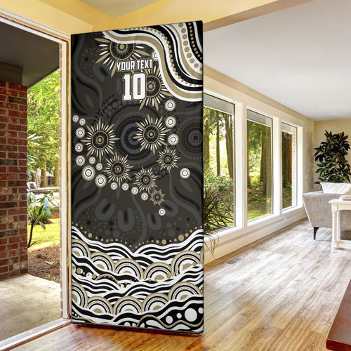Personalized Collingwood Magpies Football Door Cover Aboriginal Dot Art - Dreamtime Football Mascot