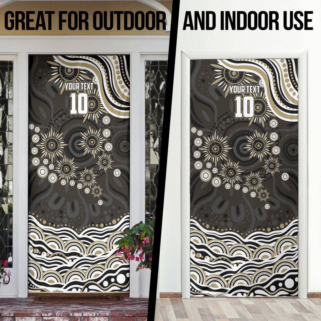 Personalized Collingwood Magpies Football Door Cover Aboriginal Dot Art - Dreamtime Football Mascot