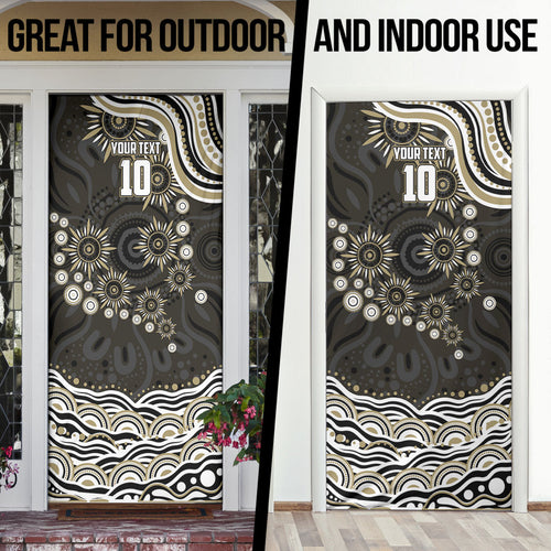 Personalized Collingwood Magpies Football Door Cover Aboriginal Dot Art - Dreamtime Football Mascot