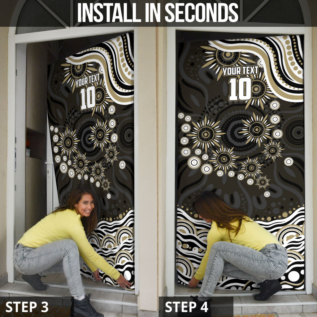 Personalized Collingwood Magpies Football Door Cover Aboriginal Dot Art - Dreamtime Football Mascot