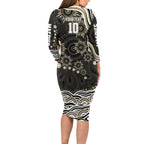 Personalized Collingwood Magpies Football Family Matching Long Sleeve Bodycon Dress and Hawaiian Shirt Aboriginal Dot Art - Dreamtime Football Mascot