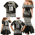 Personalized Collingwood Magpies Football Family Matching Mermaid Dress and Hawaiian Shirt Aboriginal Dot Art - Dreamtime Football Mascot