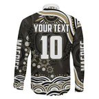 Personalized Collingwood Magpies Football Family Matching Mermaid Dress and Hawaiian Shirt Aboriginal Dot Art - Dreamtime Football Mascot
