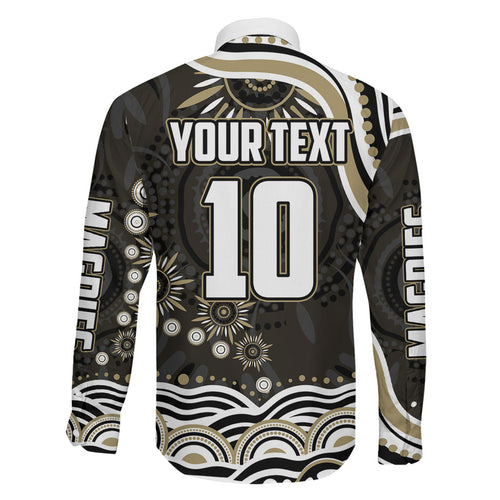 Personalized Collingwood Magpies Football Family Matching Mermaid Dress and Hawaiian Shirt Aboriginal Dot Art - Dreamtime Football Mascot