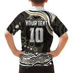 Personalized Collingwood Magpies Football Family Matching Puletasi and Hawaiian Shirt Aboriginal Dot Art - Dreamtime Football Mascot