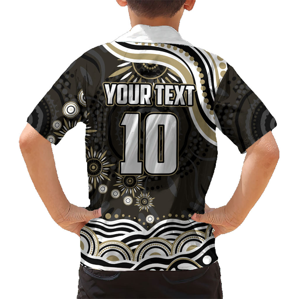 Personalized Collingwood Magpies Football Family Matching Puletasi and Hawaiian Shirt Aboriginal Dot Art - Dreamtime Football Mascot