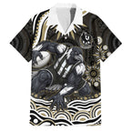 Personalized Collingwood Magpies Football Family Matching Puletasi and Hawaiian Shirt Aboriginal Dot Art - Dreamtime Football Mascot