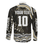 Personalized Collingwood Magpies Football Family Matching Puletasi and Hawaiian Shirt Aboriginal Dot Art - Dreamtime Football Mascot