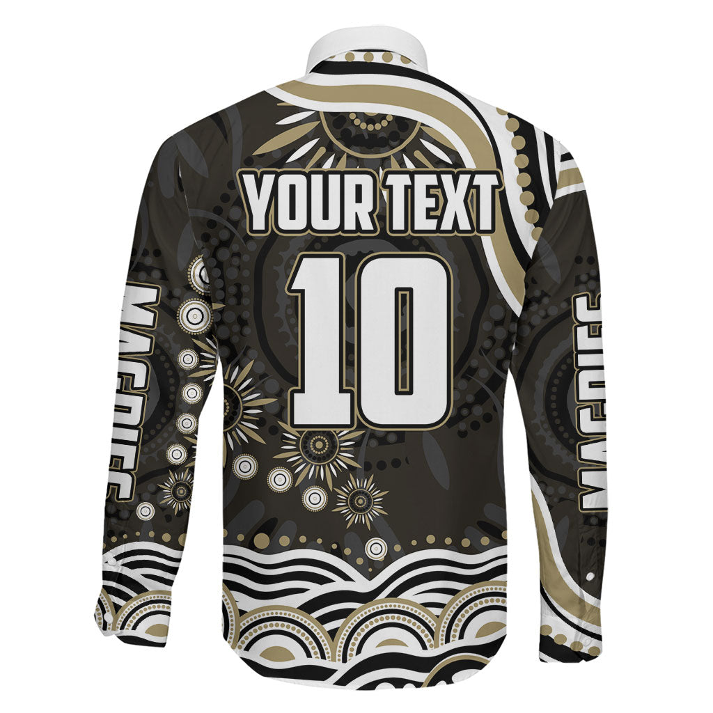 Personalized Collingwood Magpies Football Family Matching Puletasi and Hawaiian Shirt Aboriginal Dot Art - Dreamtime Football Mascot