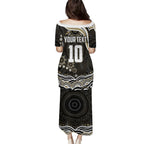 Personalized Collingwood Magpies Football Family Matching Puletasi and Hawaiian Shirt Aboriginal Dot Art - Dreamtime Football Mascot