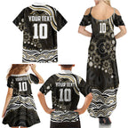 Personalized Collingwood Magpies Football Family Matching Summer Maxi Dress and Hawaiian Shirt Aboriginal Dot Art - Dreamtime Football Mascot