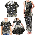 Personalized Collingwood Magpies Football Family Matching Tank Maxi Dress and Hawaiian Shirt Aboriginal Dot Art - Dreamtime Football Mascot