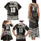 Personalized Collingwood Magpies Football Family Matching Tank Maxi Dress and Hawaiian Shirt Aboriginal Dot Art - Dreamtime Football Mascot