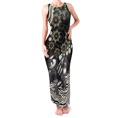 Personalized Collingwood Magpies Football Family Matching Tank Maxi Dress and Hawaiian Shirt Aboriginal Dot Art - Dreamtime Football Mascot