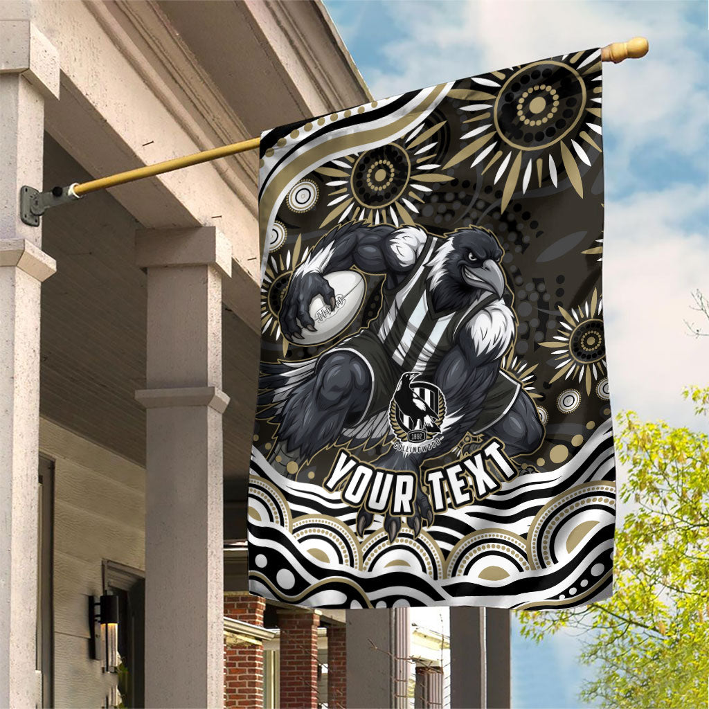 Personalized Collingwood Magpies Football Garden Flag Aboriginal Dot Art - Dreamtime Football Mascot